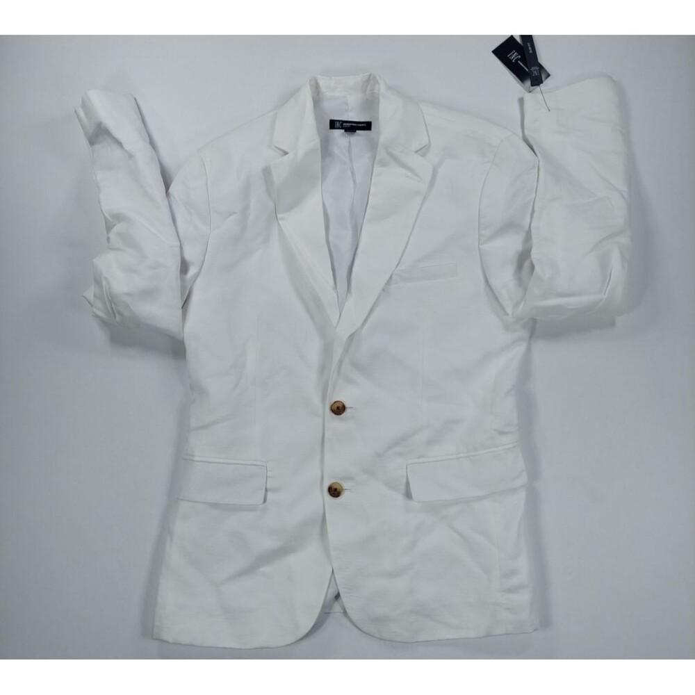 INC Men's Small Bright White Slim Fit Sport Coat Linen Blend Casual Blazer